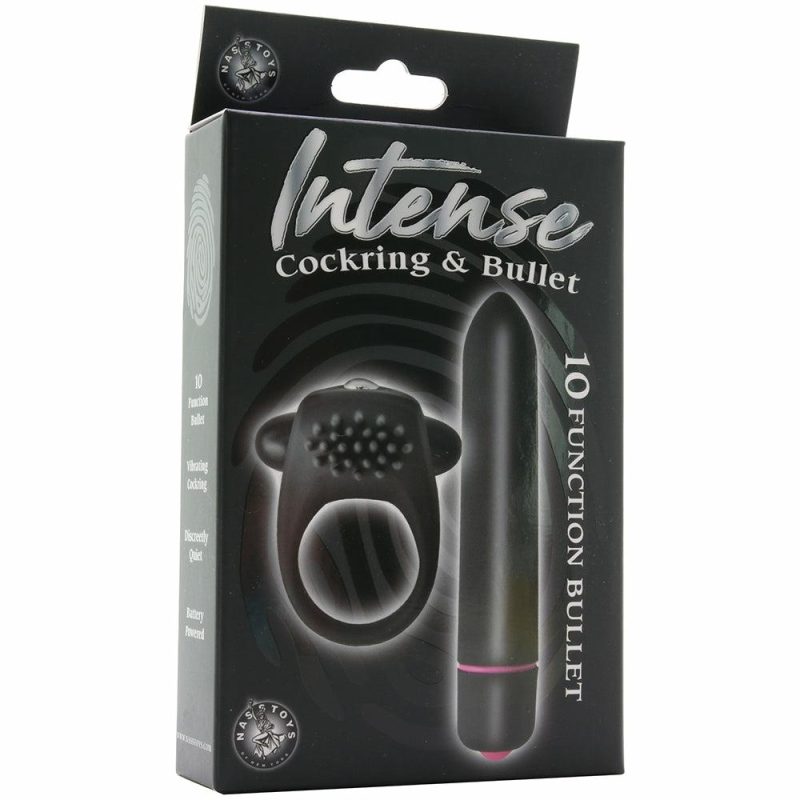 Vibrators | Intense 10 Function C-Ring & Bullet Vibe In Black Vibrators Black