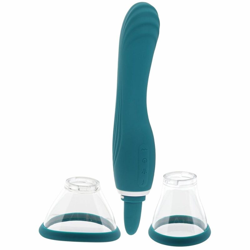 Vibrators | Inya Triple Delight Licking Suction Vibe In Dark Teal Vibrators ns novelties