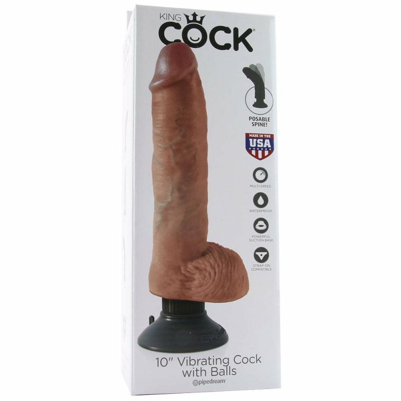 Vibrators | King Cock 10 Inch Vibrating Ballsy Dildo In Tan Vibrators Brown