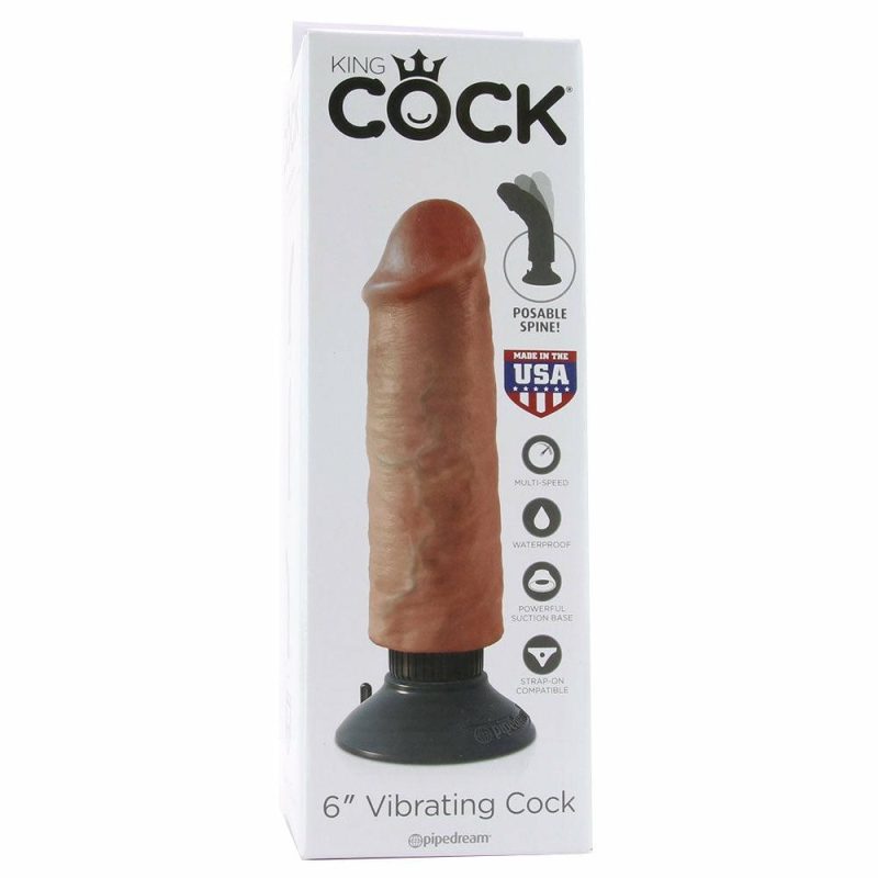 Vibrators | King Cock 6 Inch Vibrating Suction Dildo In Tan Vibrators Brown