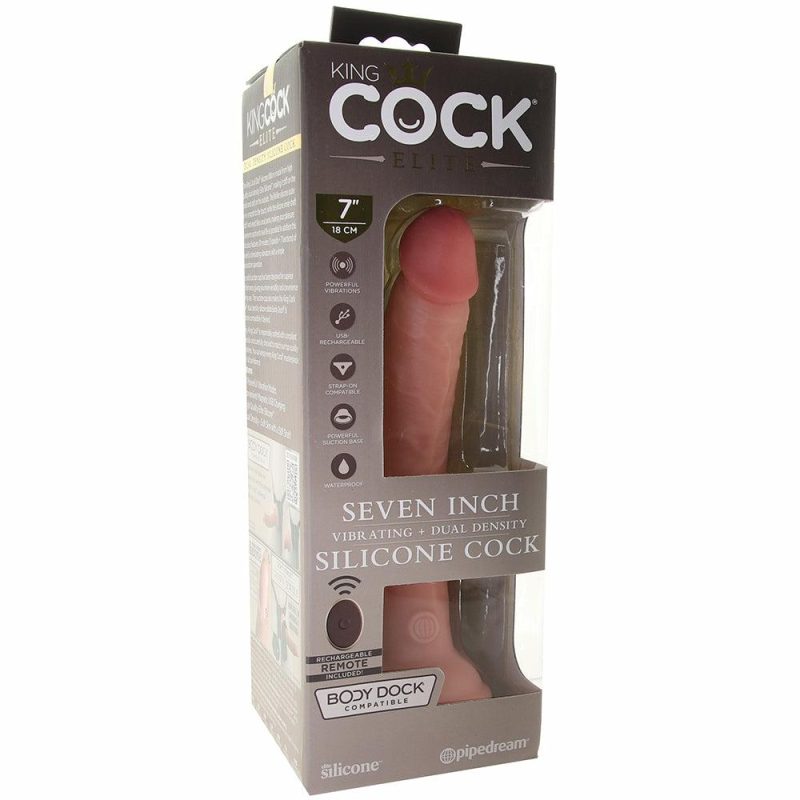 Vibrators | King Cock 7 Inch Dual Density Silicone Vibe In Light Dildos Dildos