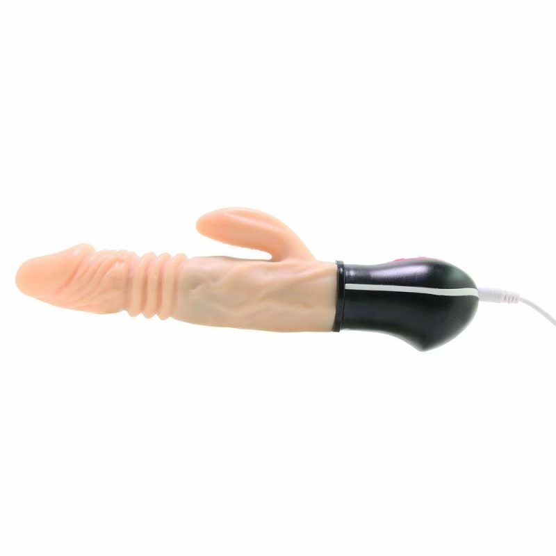 Vibrators | Natural Real Skin Hot Cock Rotating Thruster Vibe In Flesh Vibrators Beige, White