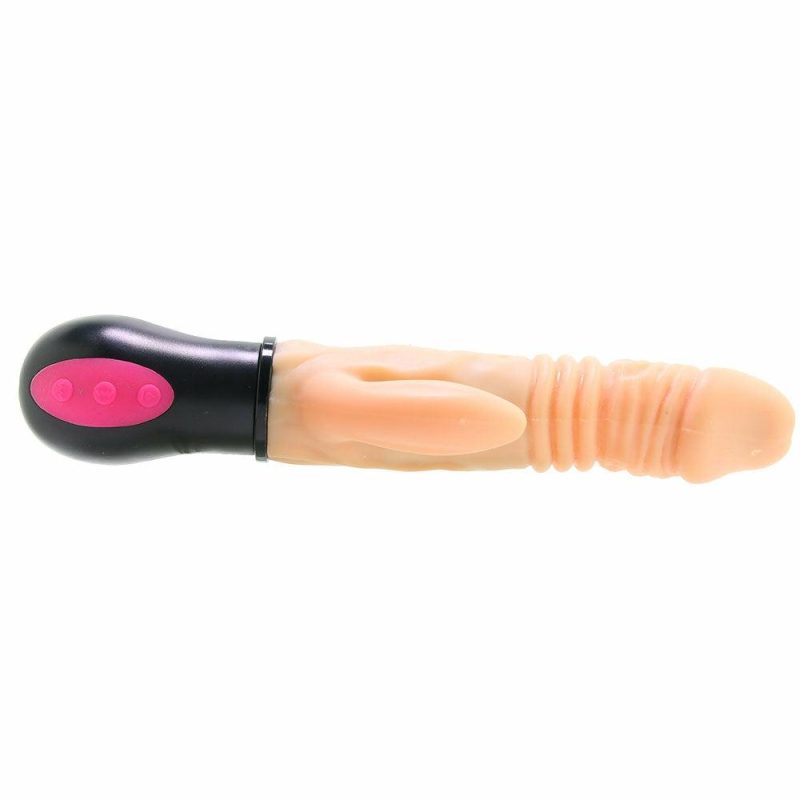 Vibrators | Natural Real Skin Hot Cock Rotating Thruster Vibe In Flesh Vibrators Beige, White