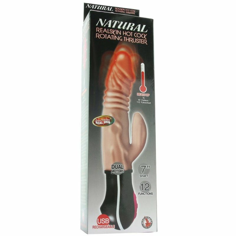 Vibrators | Natural Real Skin Hot Cock Rotating Thruster Vibe In Flesh Vibrators Beige, White