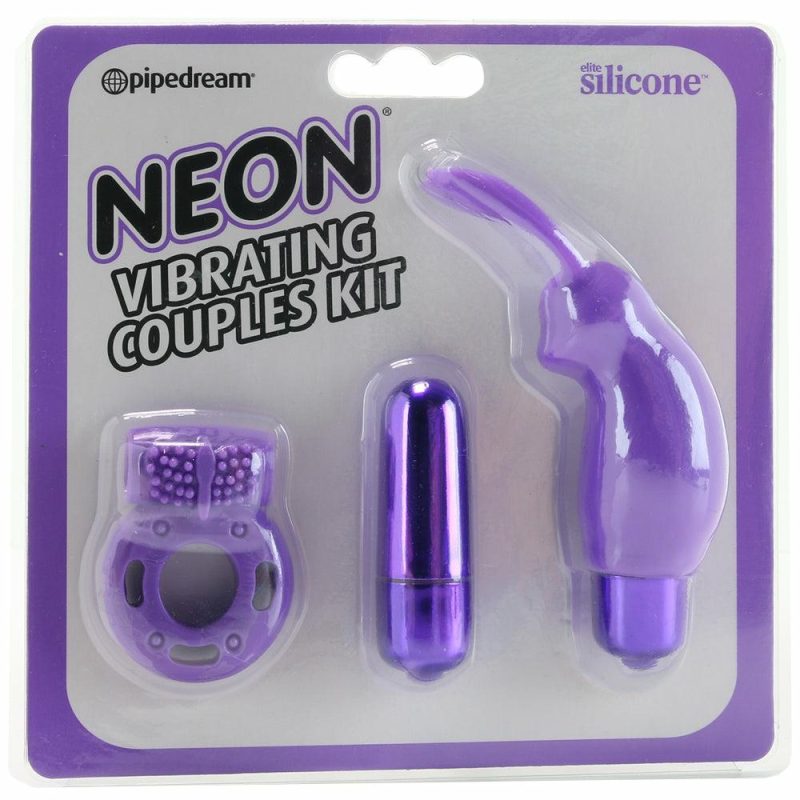 Vibrators | Neon Vibrating Couples Kit In Purple Vibrators Pipedream