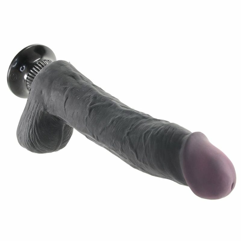 Vibrators | Real Feel Deluxe 11 Inch Vibrating Wall Banger Dildo In Bla Dildos Black