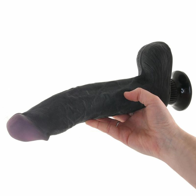 Vibrators | Real Feel Deluxe 11 Inch Vibrating Wall Banger Dildo In Bla Dildos Black