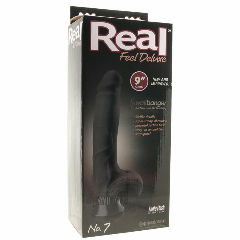 Vibrators | Real Feel Deluxe 9 Inch Vibrating Wall Banger Dildo In Blac Dildos Black