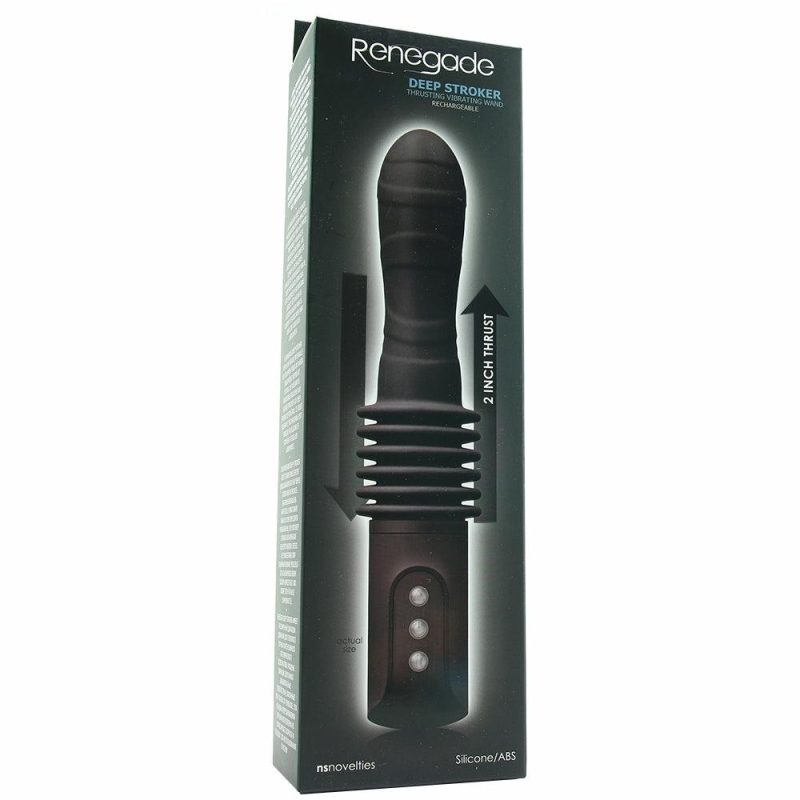 Vibrators | Renegade Deep Stroker Thrusting Wand In Black Vibrators Black