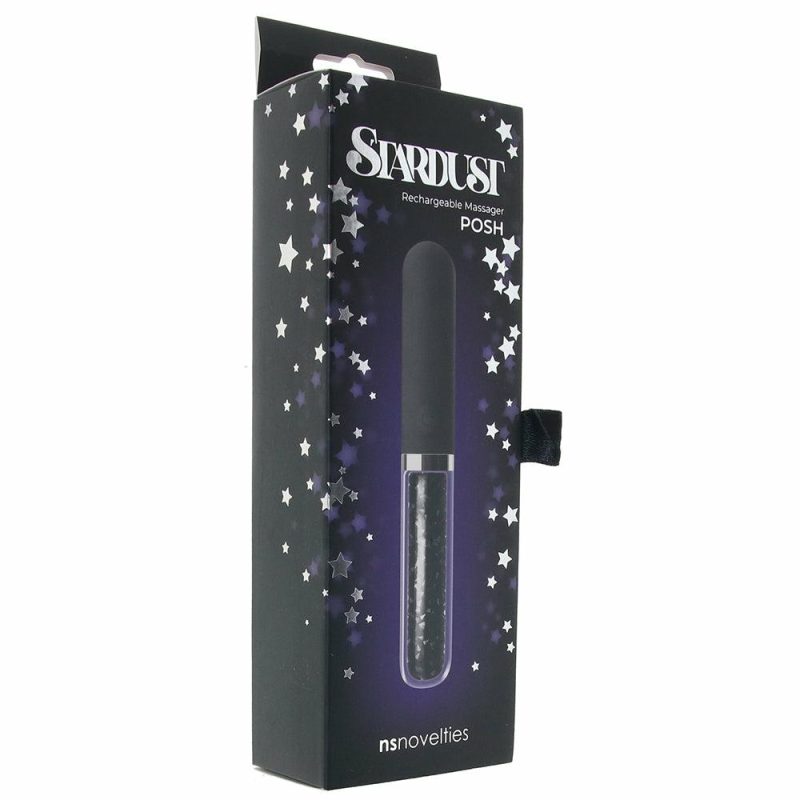 Vibrators | Stardust Posh Rechargeable Glass Vibe In Black Vibrators Black