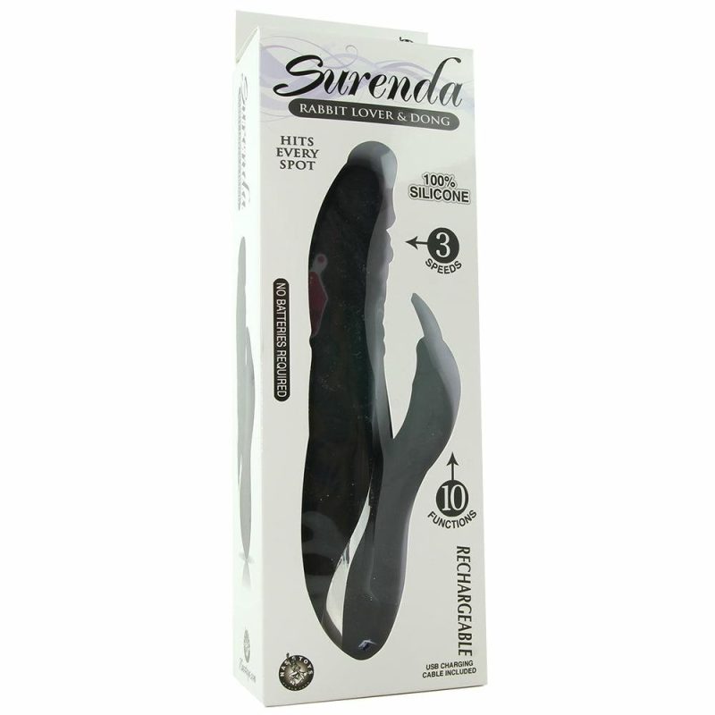 Vibrators | Surenda Silicone Rabbit Lover Vibe In Black Vibrators Black