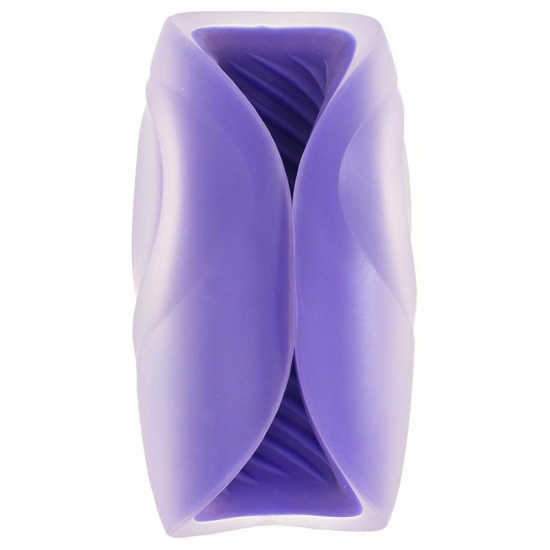 Vibrators | The Gripper Spiral Grip Open Sleeve Masturbator In Purple Male Masturbators CalExotics