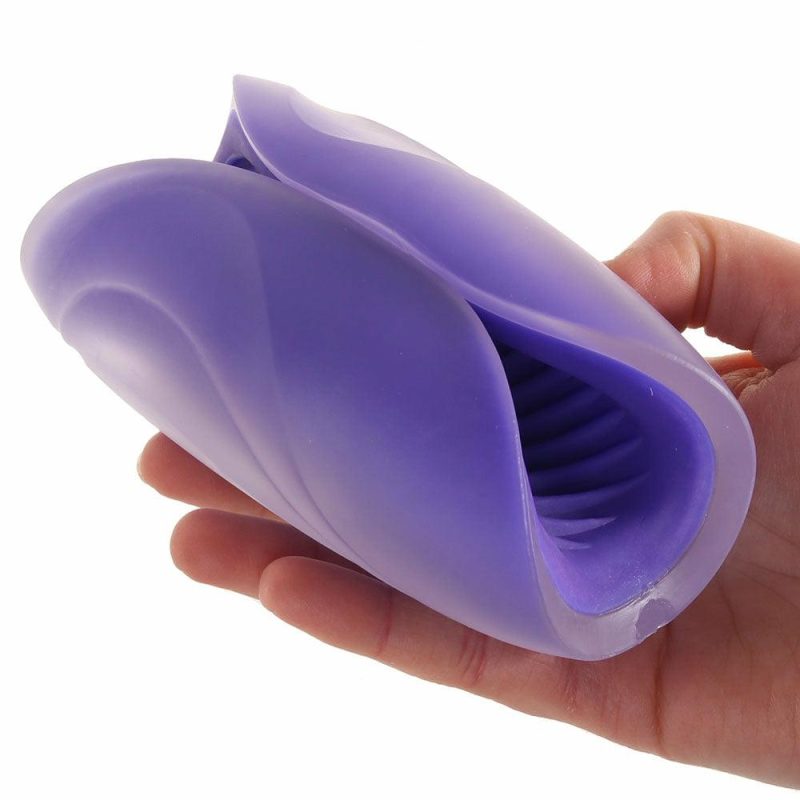 Vibrators | The Gripper Spiral Grip Open Sleeve Masturbator In Purple Male Masturbators CalExotics