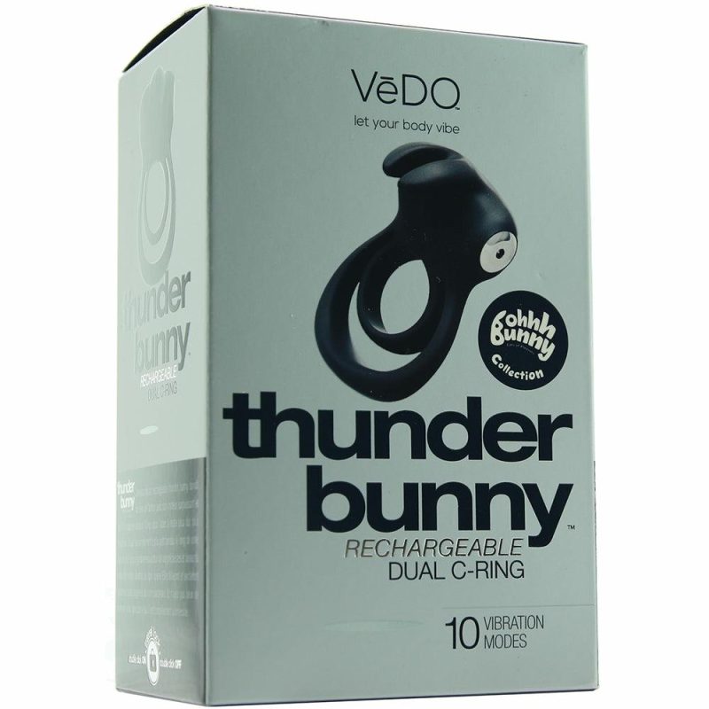 Vibrators | Thunder Bunny Rechargeable Dual C-Ring In Black Vibrators VeDO