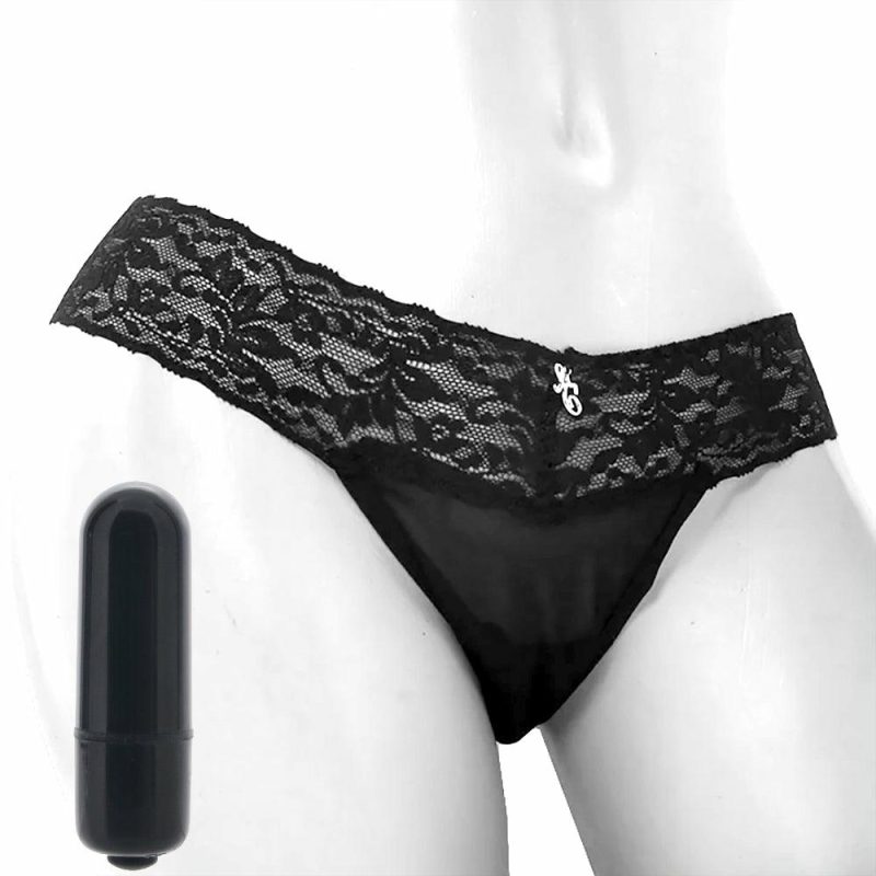 Vibrators | Vibrating Panties With Hidden Vibe Pocket Black In M/L Lingerie Black