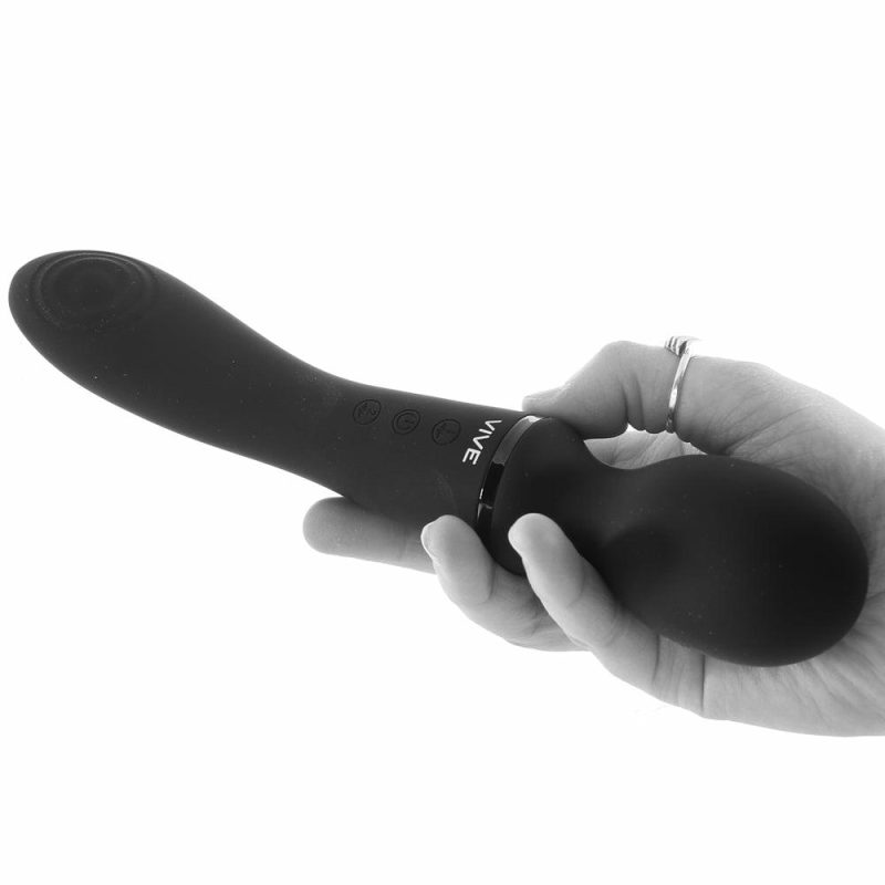 Vibrators | Vive Enora Double Ended Pulse Wave Wand In Black Vibrators Black