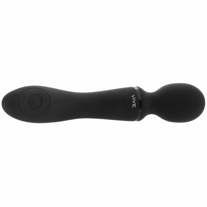 Vibrators | Vive Enora Double Ended Pulse Wave Wand In Black Vibrators Black