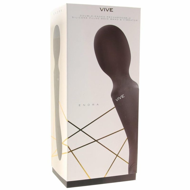 Vibrators | Vive Enora Double Ended Pulse Wave Wand In Black Vibrators Black