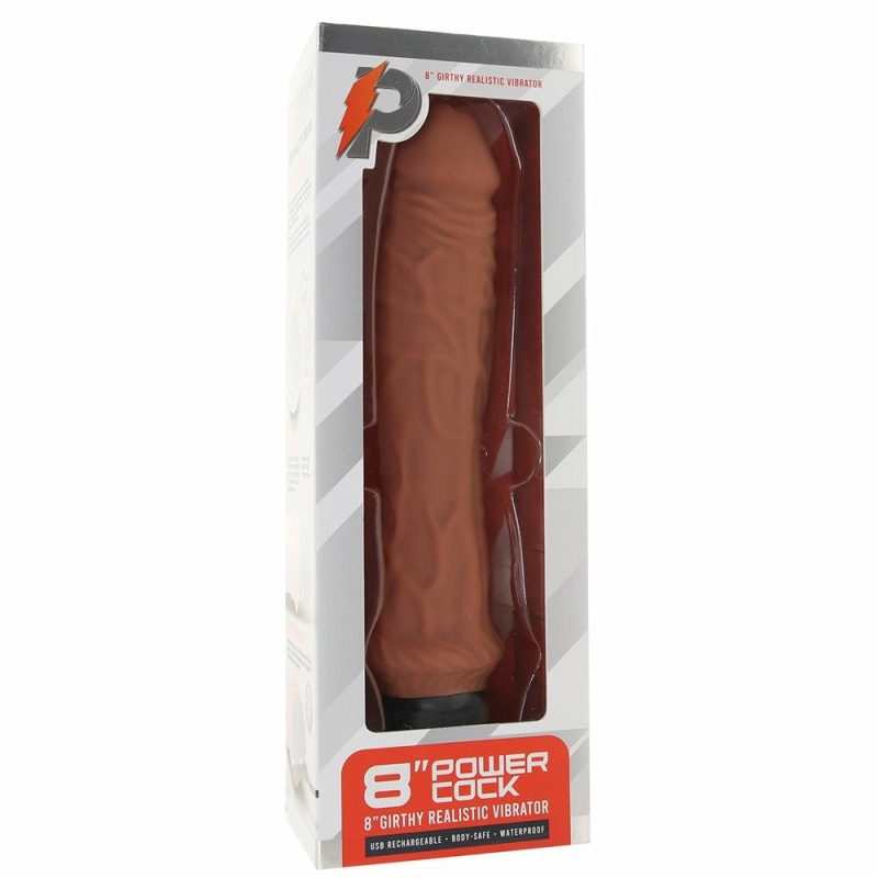 Dildos | Powercock 8 Inch Girthy Realistic Vibe In Mocha Dildos Brown